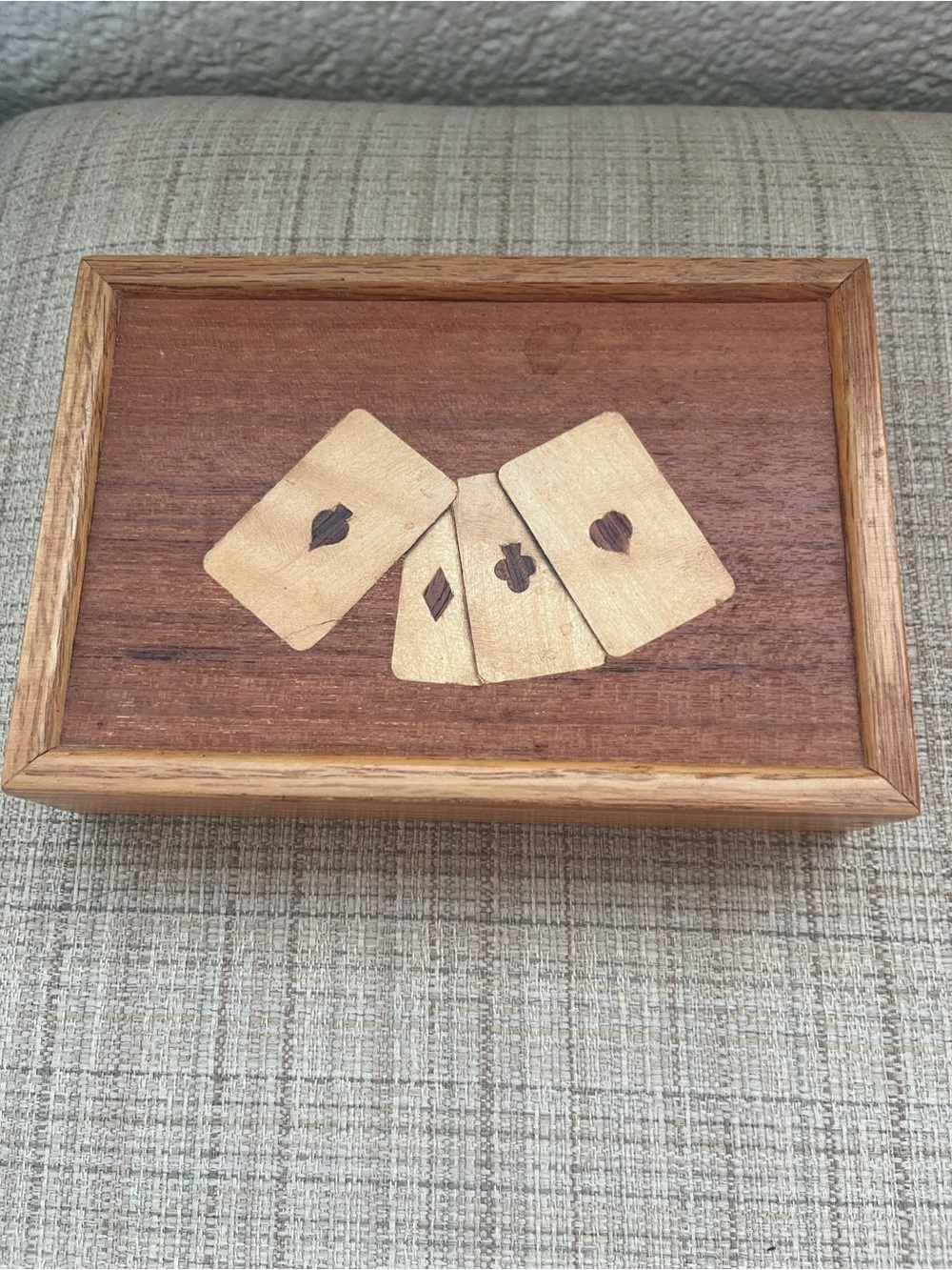 Vintage Wooden Card Game Box w/ 2 Decks NEW Playing Cards Maverick Circa 90's